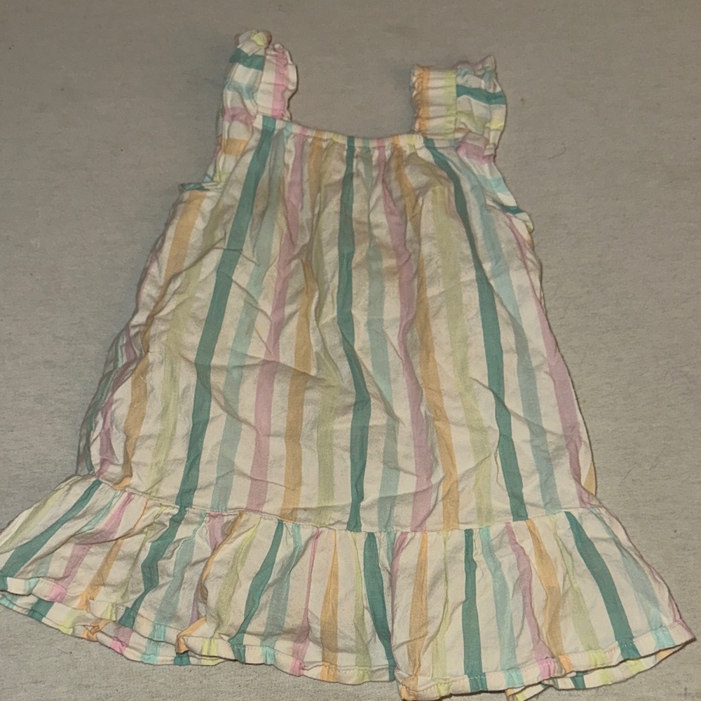 Kids Size 2T Wonder Nation Striped Sleeveless Dress with Ruffle Hem